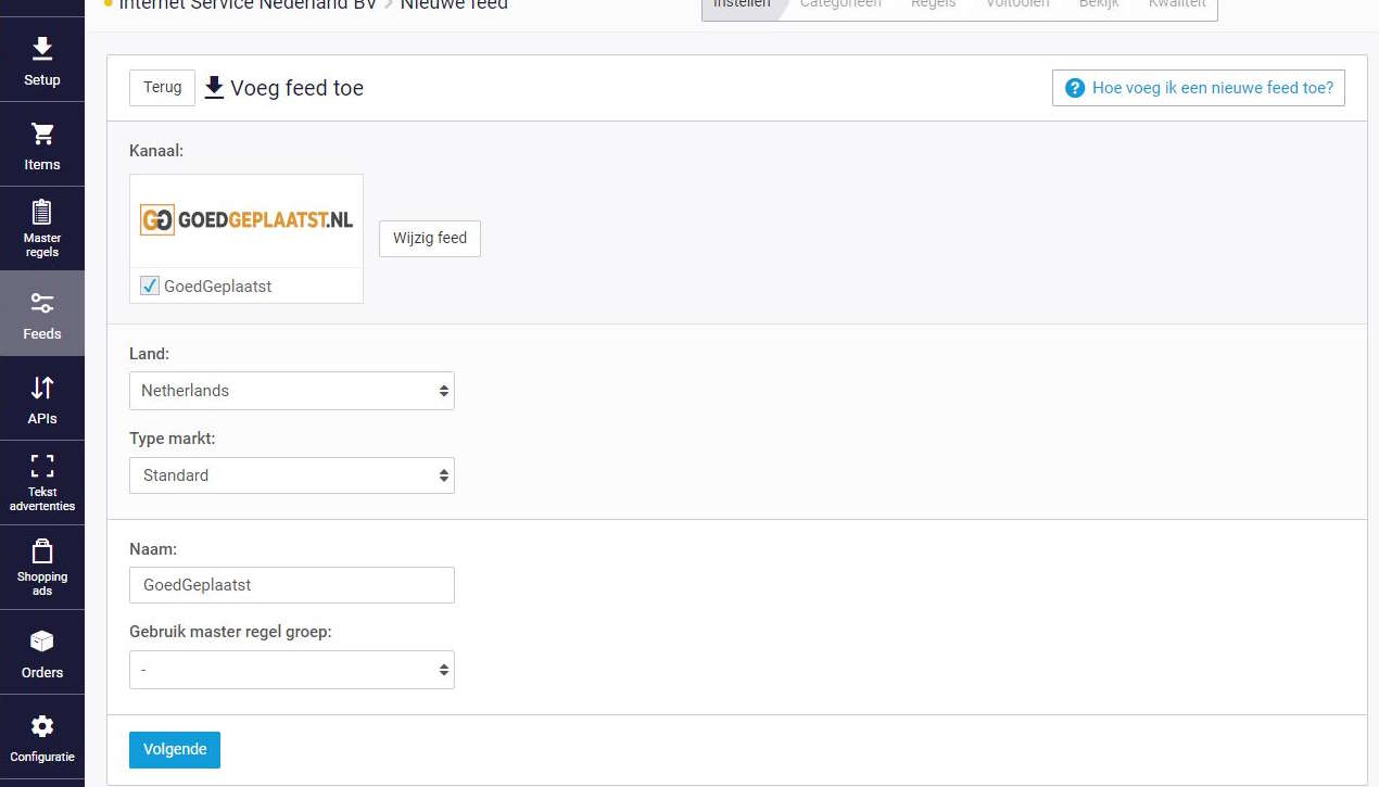 Setup new Feed!